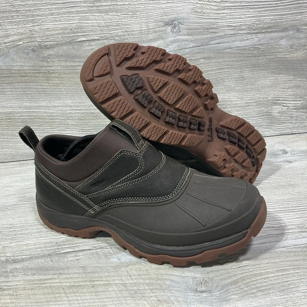 LL Bean TEK 2.5 Storm Chaser 507173 Low Slip on Dark Brown Leather Duck Boot 13M
